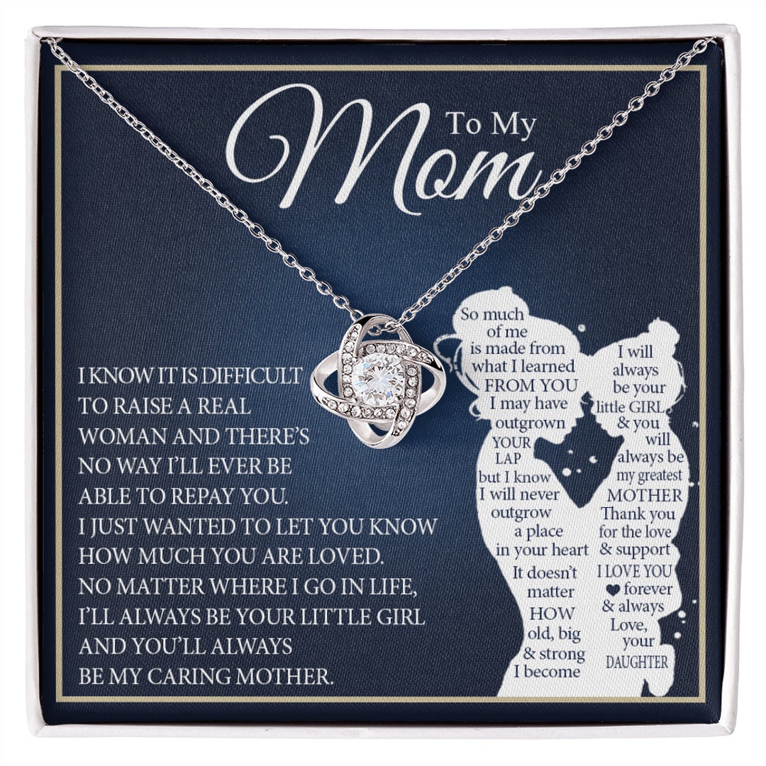 To My Mom Necklace Your Little Girl Gift From Daughter Love Knot ...