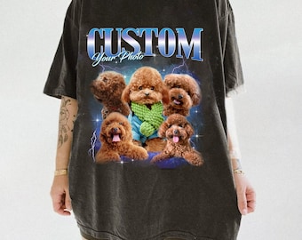 Custom Dog Photo T-Shirt: Bootleg Rap Tee Style