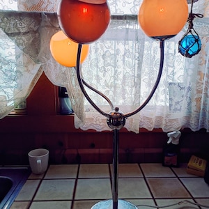 Vintage Space Age Chrome Sputnik Atomic Three Headed Gooseneck Table Lamp
