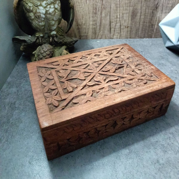 Hand Carved Wood Box From India