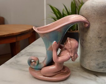 Royal Haeger Nymph Girl Cornucopia Vase Pastel 1930s