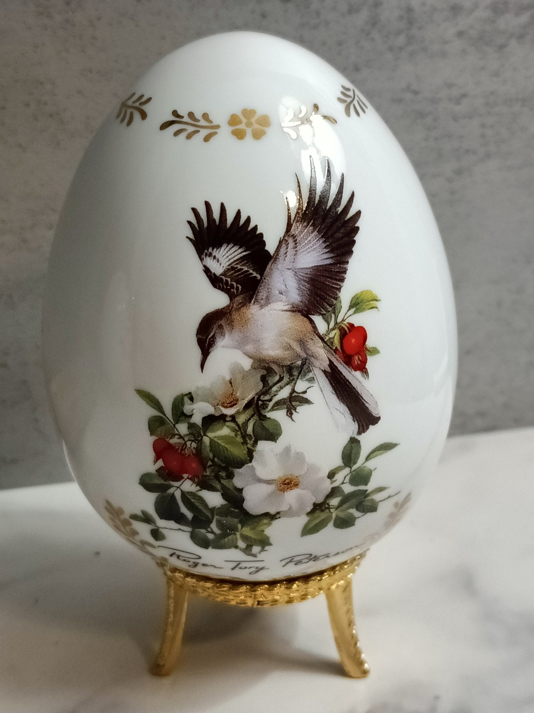 Porcelain Mockingbird Songbird Egg by Roger Tory Peterson Etsy