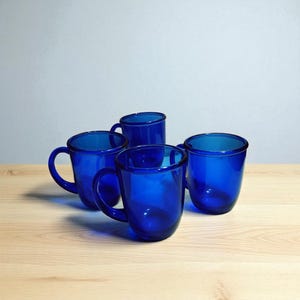 Italian Cobalt blue Glass Cups w/handles Set of 4