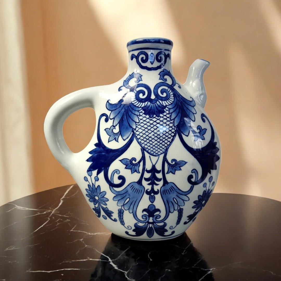 Blue and White Asian Pitcher - Etsy