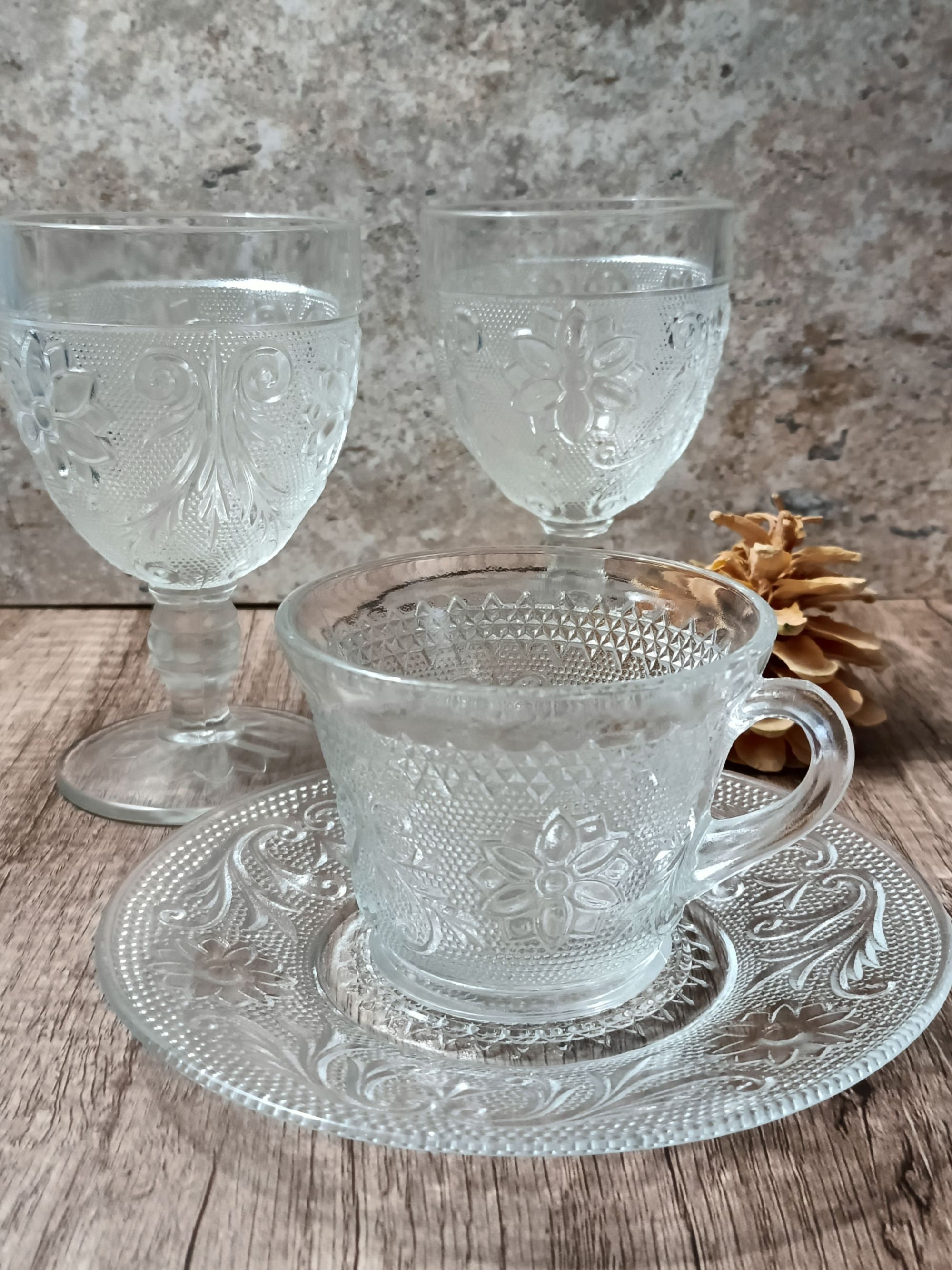 Fostoria Crystal Tea or Coffee Cup and Saucer. Fairfax Pattern Rose Pi –  Anything Discovered