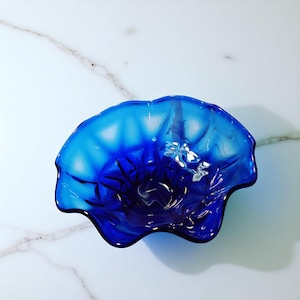 Cobalt Blue Glass Starburst Bowl