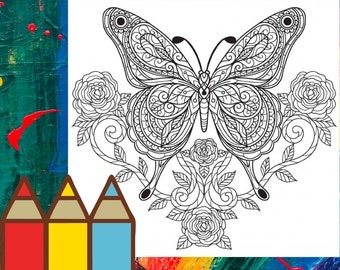Downloadable PDF Mandala Coloring Pages | Animal Mandala | Butterfly Coloring Pages| Elephant Coloring Pages | Adult Coloring Pages