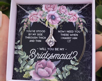 Bridesmaid Proposal Gift Necklace, Will You Be My Bridesmaid, Bridesmaid Box Gift Idea, Floral Bridesmaid Gift