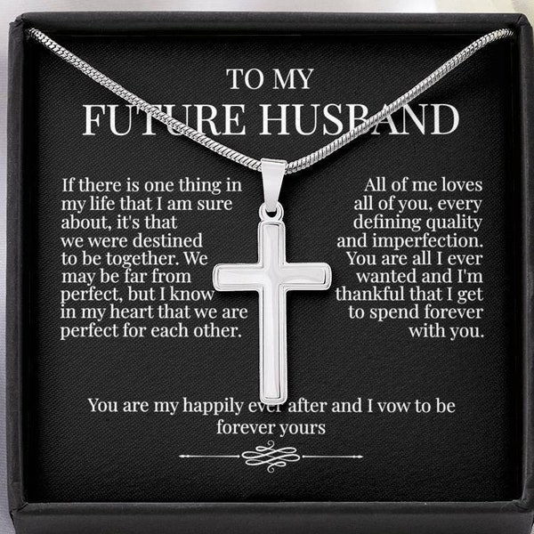 Fiance Personalized Gift For Him, Future Husband Gift, Custom Fiance Gift, Thoughtful Gift For Fiance, Mens Cross Necklace