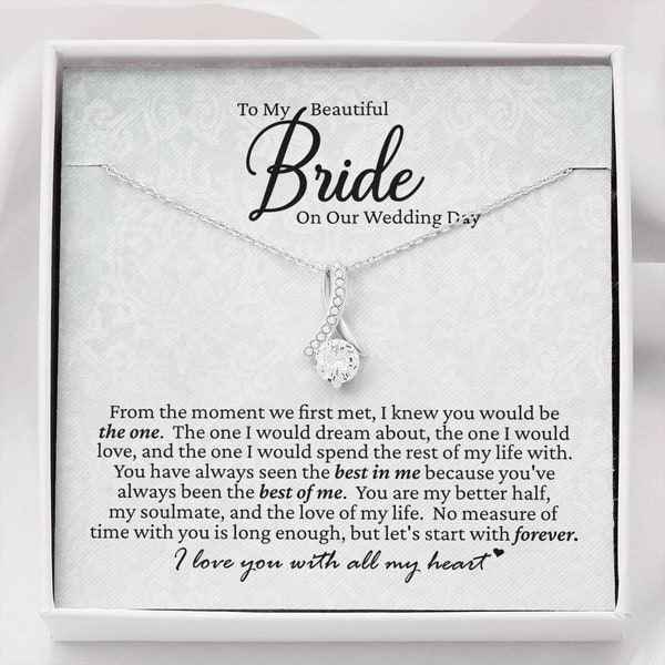 To My Bride On Our Wedding Day -  Wedding Day Gift, Gift For Bride, Groom To Bride Gift, Bridal Gift, Bride Wedding Day Necklace