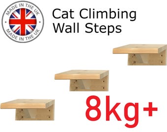Floating Cat Steps: Wooden Climbing Shelf, Catio Furniture, Made in UK