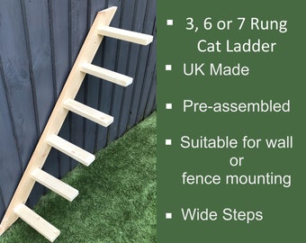 UK Handmade Cat Ladder: Wall or Fence Mounted Climber Steps