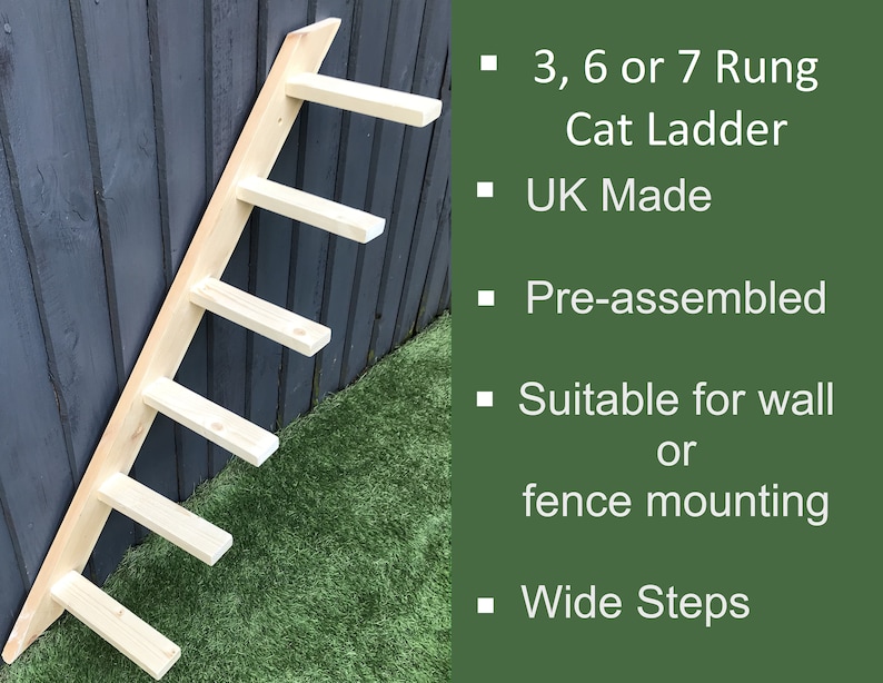 UK Handmade Cat Ladder: Wall or Fence Mounted Climber Steps - Etsy UK