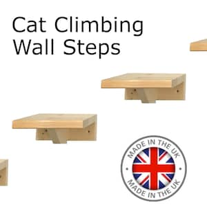 Cat Steps - Floating Wooden Cat Climbing Steps - Cat Stepper Shelf Furniture - Cat Platform - For INDOOR or OUTDOOR use -  Hand Made in UK