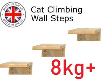 Cat Steps Floating Wooden Cat Step Climbing Steps Cat Stepper Cat Shelf Catio Furniture Cat Platform INDOOR or OUTDOOR use -  Made in UK