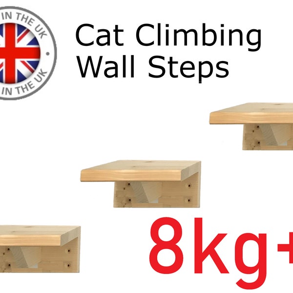 Cat Steps Floating Wooden Cat Step Climbing Steps Cat Stepper Cat Shelf Catio Furniture Cat Platform INDOOR or OUTDOOR use -  Made in UK