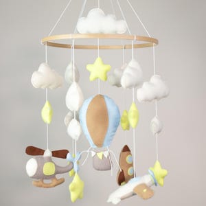 Felt Hot Air Balloon Mobile, Airplane & Space Nursery Decor