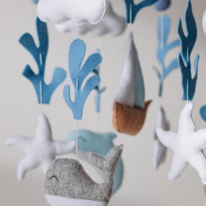 Nautical Nursery Mobile Neutral Baby Mobile Whale Baby Mobile Boy Ocean Mobile Blue Mobile for Nursery Nautical Mobile Ocean Hanging Mobile