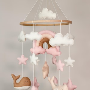 Felt Mobile Baby Mobile Baby Crib Mobile Baby Shower Gift Nursery Mobile Whale Mobile Whale Nursery Mobile Space Mobile Mobile Baby Rainbow