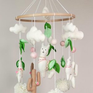 Felt Mobile Baby Mobile Nursery Mobile Woodland Mobile Hanging Mobile Baby Shower Gift Woodland Nursery Crib Mobile Baby Crib Mobile Llama
