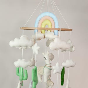 Llama Alpaca Cactus Baby Crib Mobile  Neutral Nursery  Kids Room Decor
