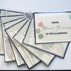Tarjetas didácticas de taxonomía de Bloom, Preguntas de pensamiento crítico, Pensamiento de orden superior, Imprimible por el profesor, Regreso a la escuela, Planificación de lecciones