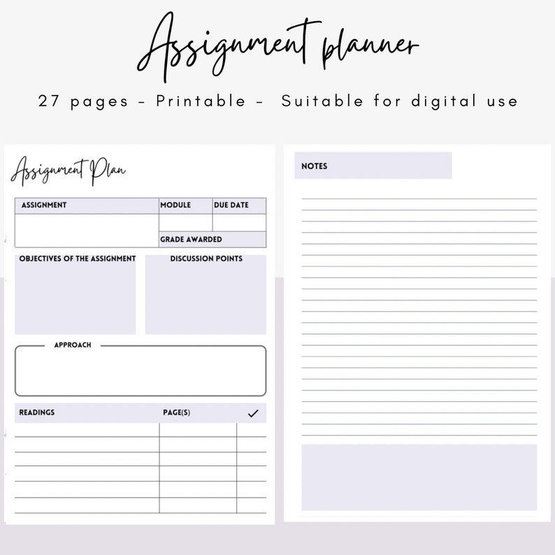 Assignment Planner, Assignment Template, Assignment Planner, Assignment ...