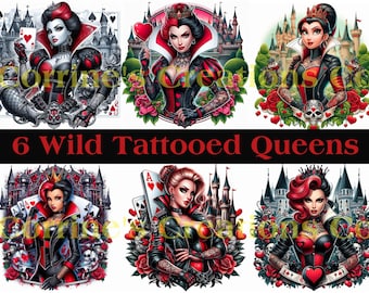 Tattooed Queen of Hearts - Bad Girls - 6 different images