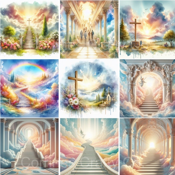 Stairway To Heaven Watercolor and Painting Package (30 Images Included) plus 1 Bonas Image