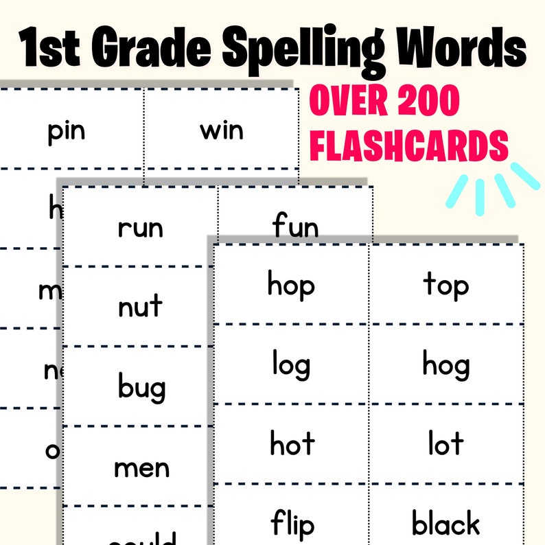 First Grade Spelling Words Sight Word Flashcards Kindergarten1st Grade