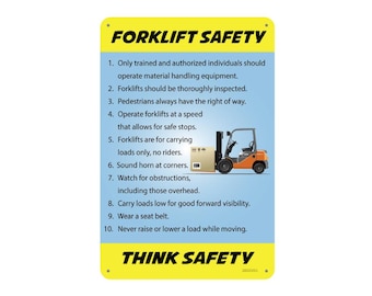 Forklift Safety Sign, Workplace Safety Sign, Quality Aluminum Metal Plaque, Workplace Decor Indoor Outdoor