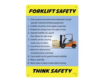 Forklift Safety, Plaque, Workplace Decor Indoor Outdoor, Vibrant Color