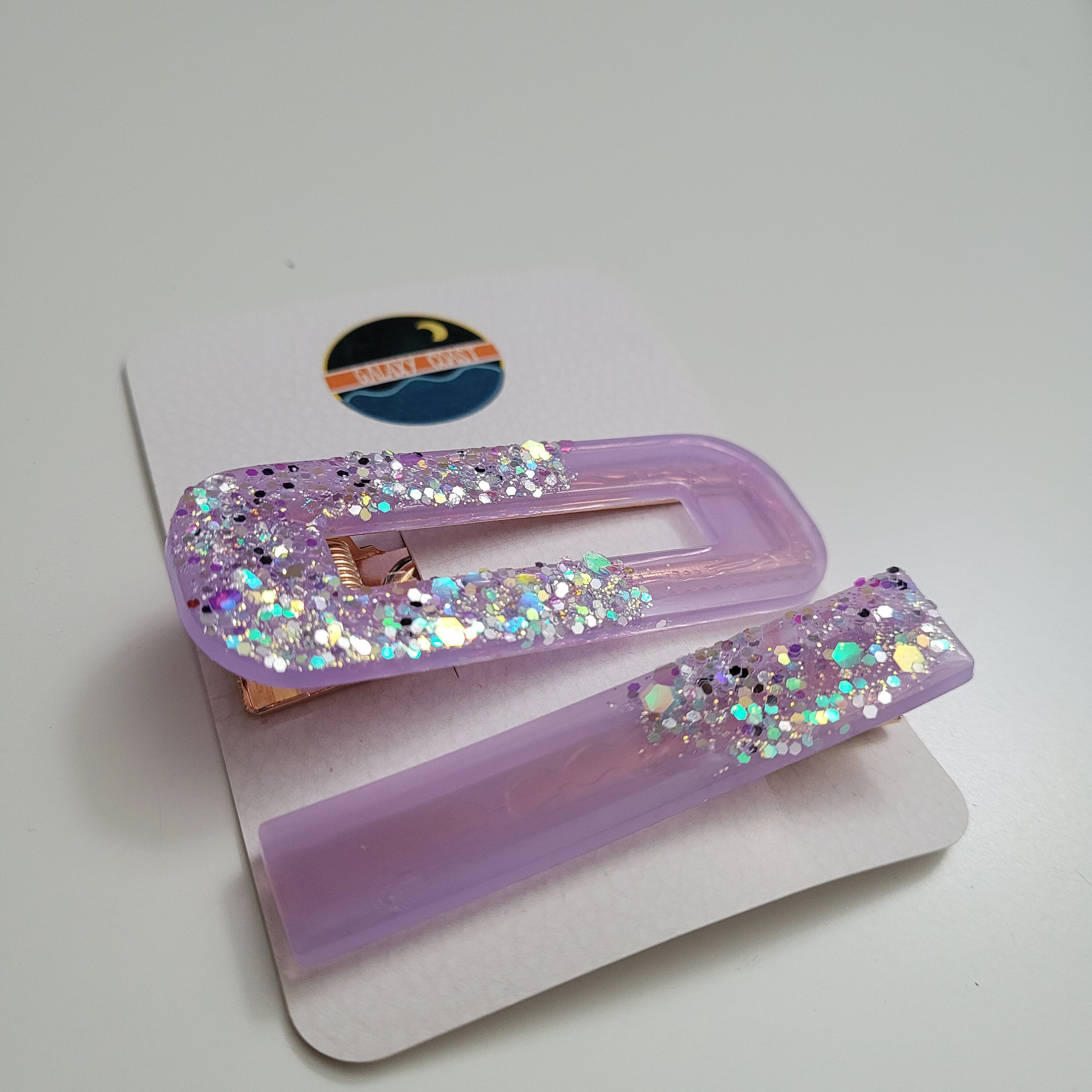 Lavender Glitter Resin Hair Clips Etsy UK