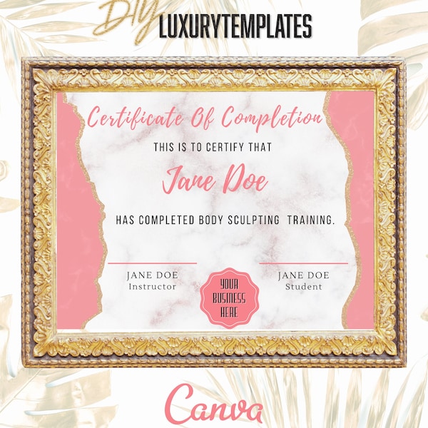 Body Sculpting Certificate Template Etsy