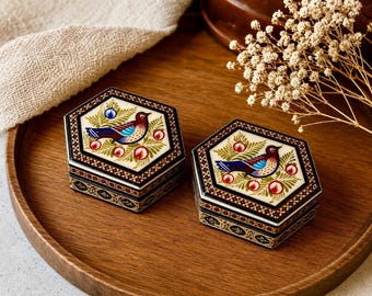 Handmade Persian Khatam Jewelry Box Set, Renaissance-Inspired Inlay Trinket Boxes (Set of 2)