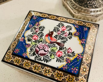 Khatam Jewelry Box | Handmade Marquetry Wood Box | Floral Decor | Luxury Gift for Her