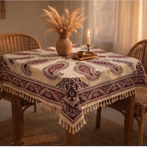 Hand-Woven Termeh Tablecloth: Colorful Boho Decor (40x40)