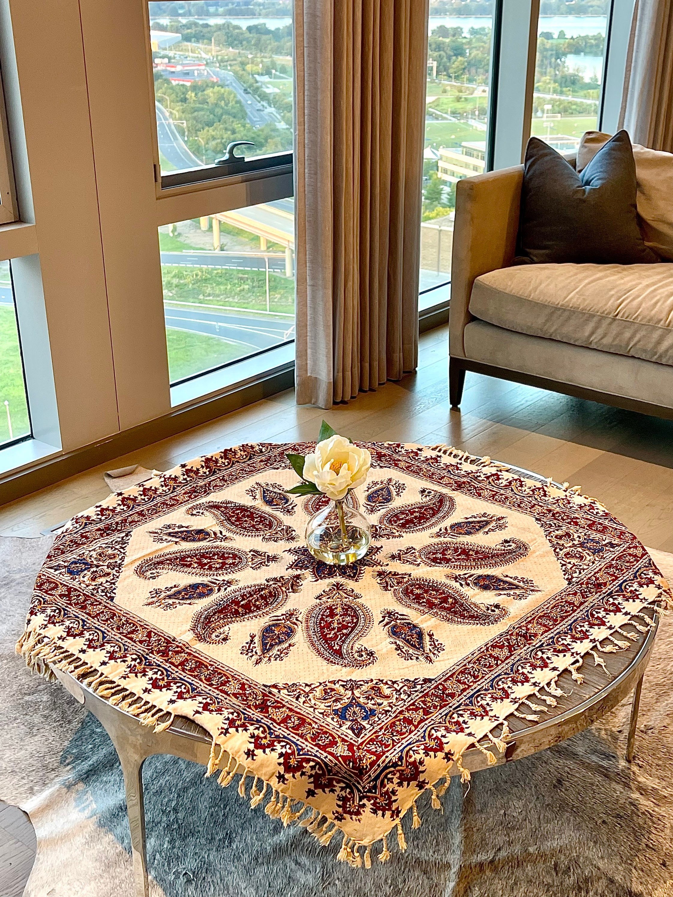 Handgewebte TERME Tischdecke: Bunte Boho-Dekor (40x40)