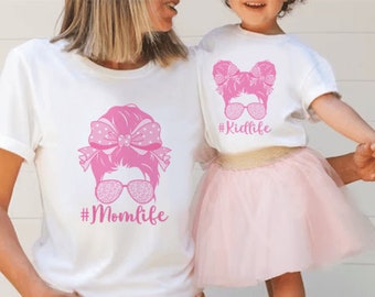 Coquette Messy Bun png,Aesthetic Png,Mom life Kid life Png, mothers day svg, mom svg, boho mama svg, matching shirt svg, Mommy and Me SVG