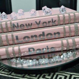 Pink glam bling books set with Mirror plate ,stack book,custom books,Decortion books High quality books,Bling mirror plate