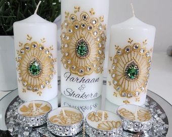 Personalized Henna Candle Gift Set: Diwali, Eid, Wedding Decor