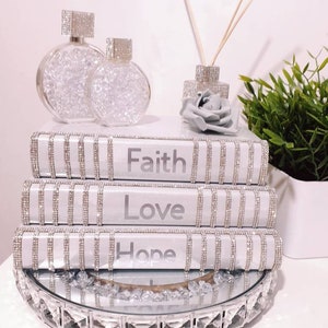 Luxury bling books stacked,table decoration boks,personalised book stacked,silver bling home decoration,Gift book stacked,Christmas Gift Bok