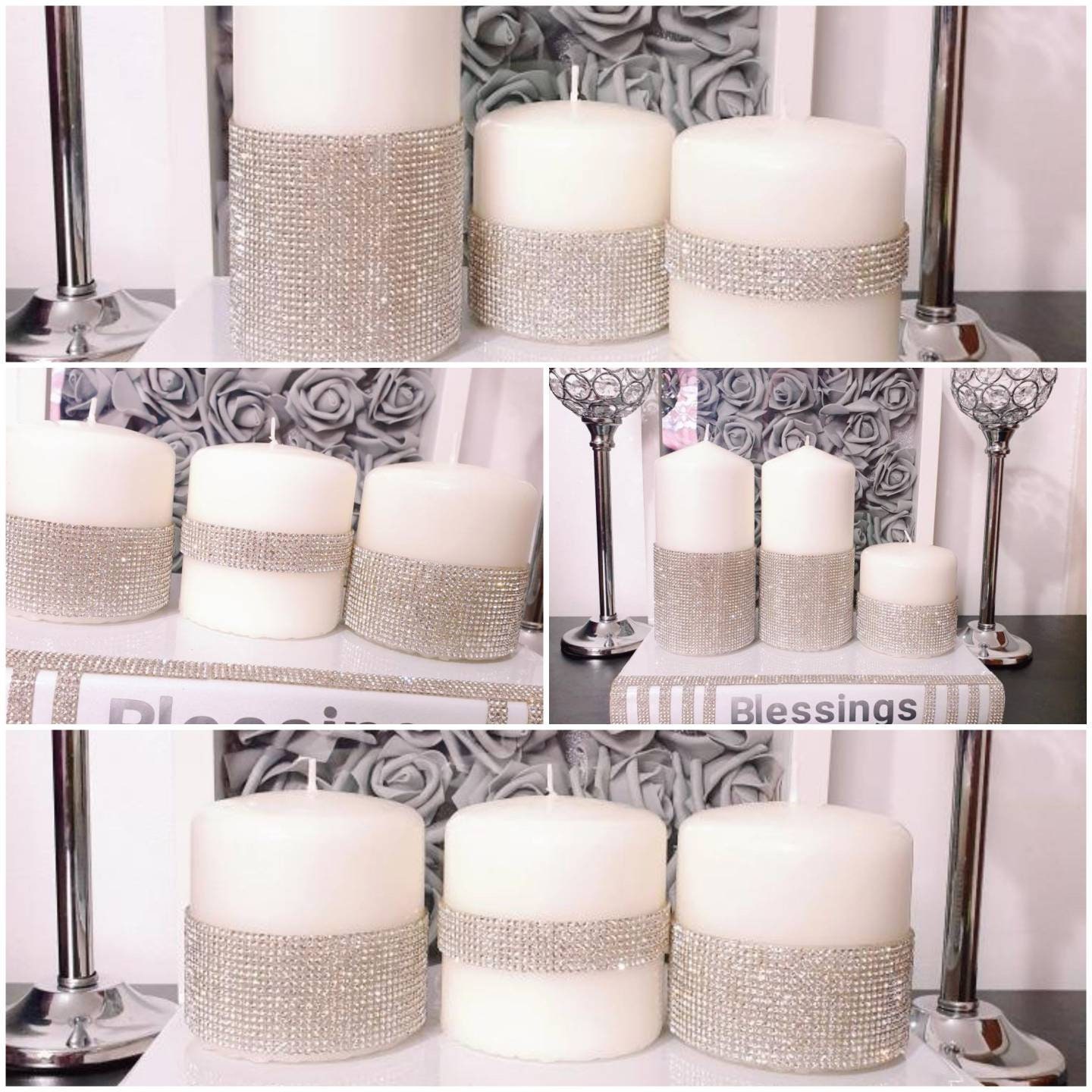 Luxury Bling Candlepillar Candle Diamante Bling Large Pillar Etsy
