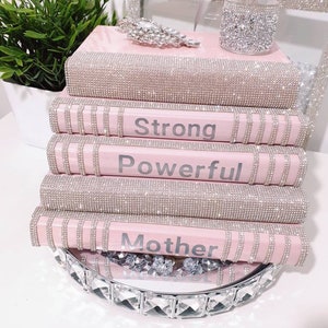 Glam books,designer books,Bling books,books stacked,home decor books,table decor books,designer gift books,Pink Book Stacked, Motherday Gift