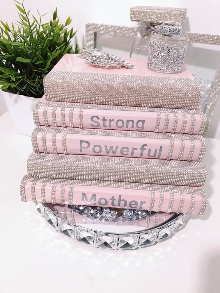 Glam Pink Book Stack: Personalized Bling Decor Books