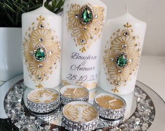 Set de regalo de vela de henna personalizada: Decoración de lujo para bodas en Diwali