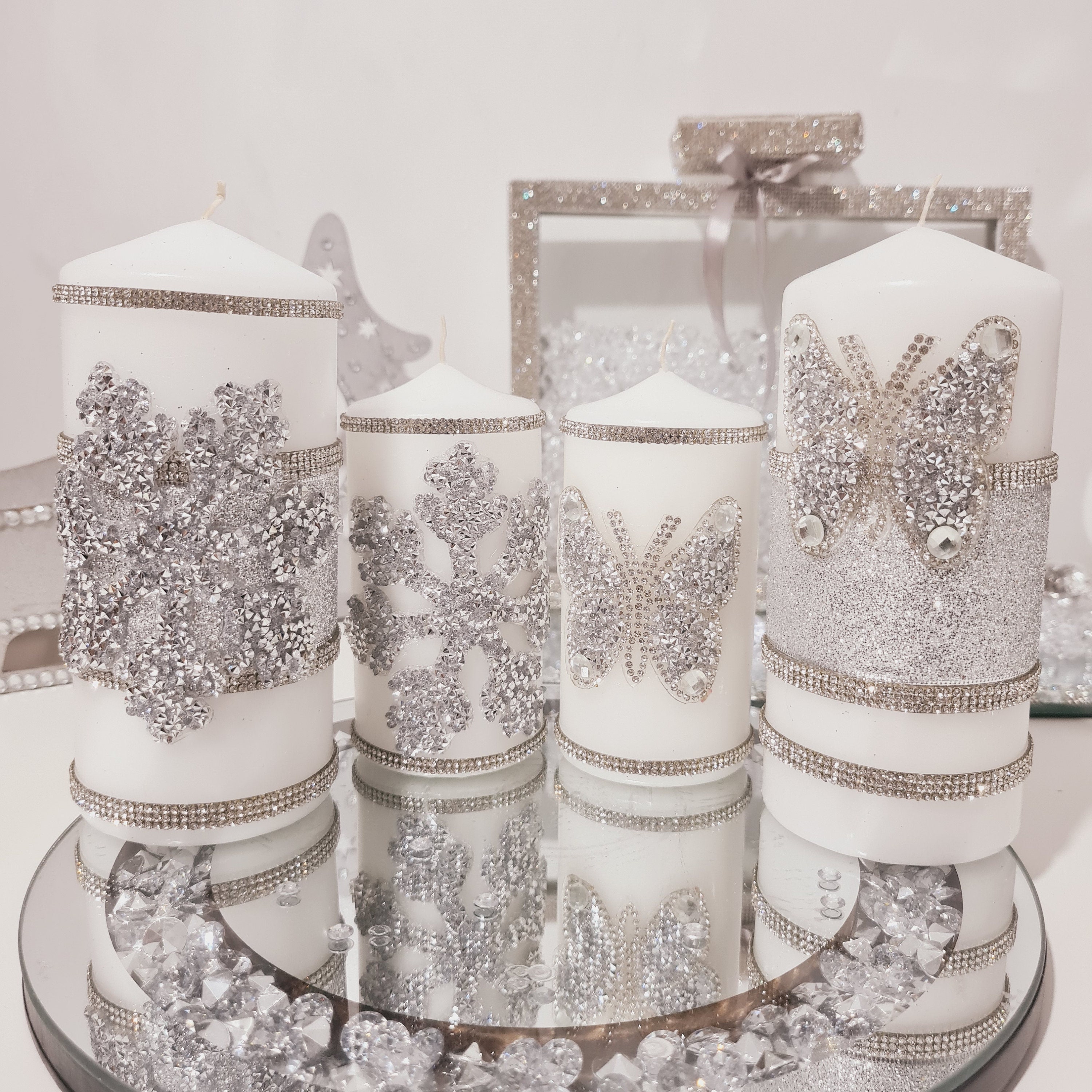 Luxury Bling Candle Setpillar Candle Setrhinestone Candles Etsy