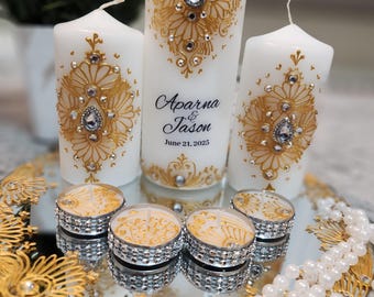 Set de regalo de vela de henna personalizada: boda, Hajj, Diwali