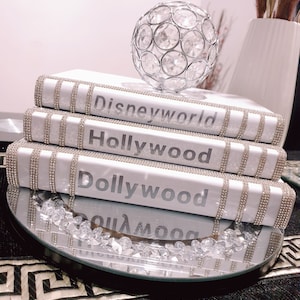 Luxury bling books,Book stacked, Personalised books,Coffee table decoration books,Luxury Glam books,White Bling Books,Christmas Gift Decor