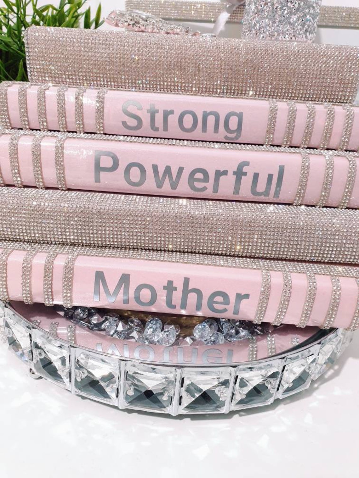 Glam Pink Book Stack: Personalized Bling Decor Books - Etsy